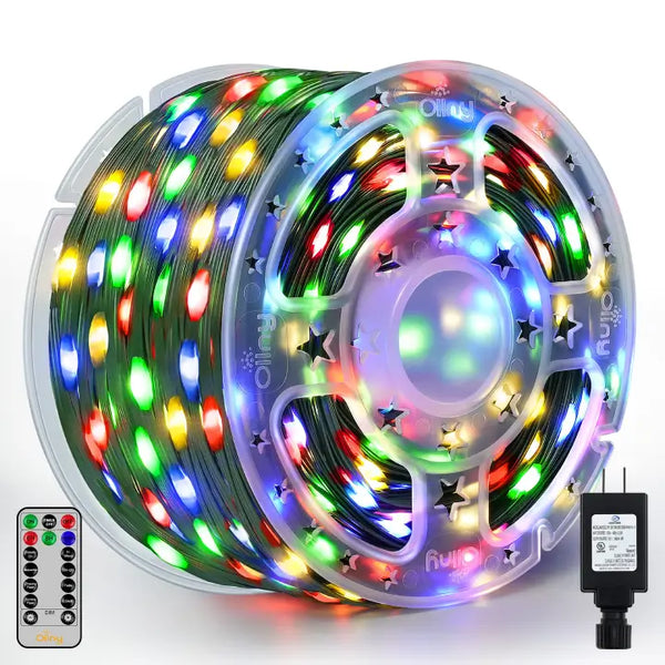 Ollny 1000 LED 330ft Multicolor IP67 Waterproof Christmas String Lights (Green Wire, Plug in, 8 Modes)