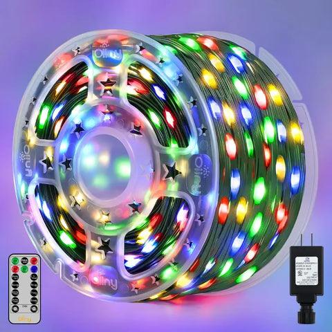 1200 LED 393ft Multicolor IP67 Waterproof Christmas String Lights (Green Wire, Plug in, 8 Modes)