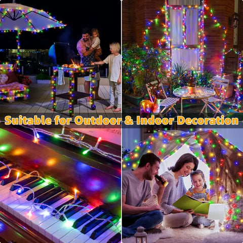 Ollny 120 LED 40ft Multicolor Connectable String Lights (Clear Cable, Plug in, 8 Modes)