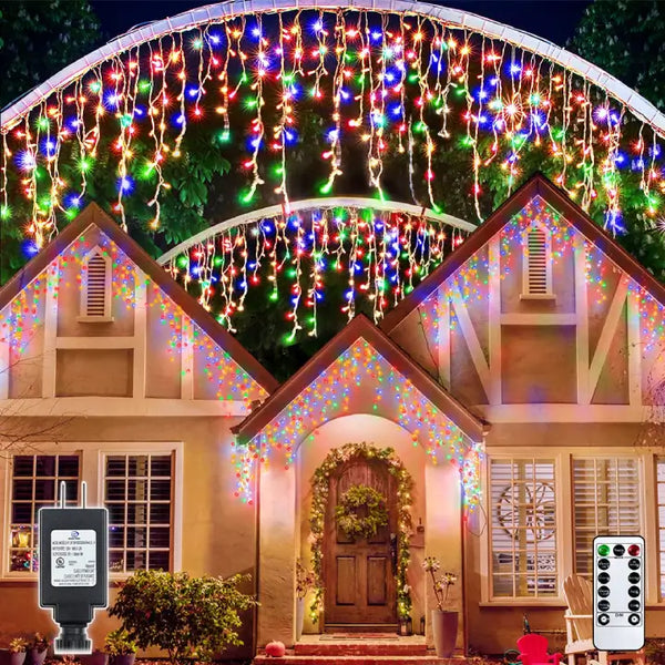 Ollny's 396 leds 32ft multicolor connectable icicle lights