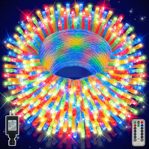 Ollny's 400 leds 132ft Multicolor Christmas lights clear cable