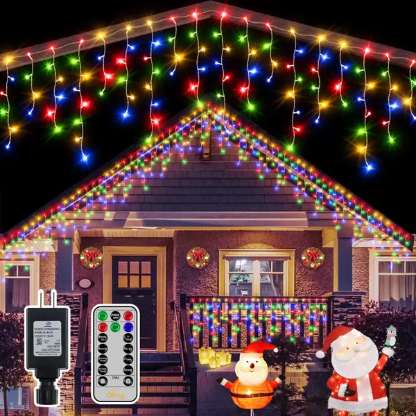 Ollny's 486 leds 40ft multicolor Christmas icicle lights