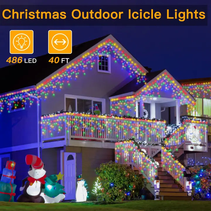 Length instructions for Ollny's 486 leds multicolor icicle lights