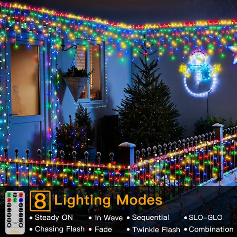 Ollny's 486 leds multicolor icicle lights with 8 lighting modes