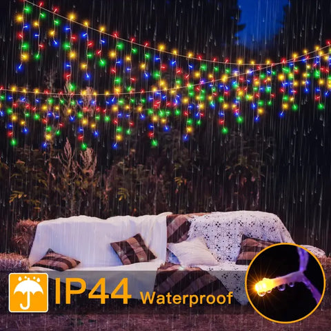 Ollny's 486 leds multicolor icicle lights are IP44 waterproof