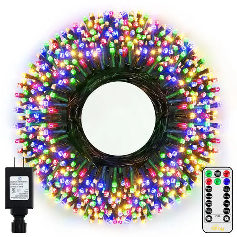 Ollny's 500 leds 164ft multcolor Christmas lights green cable