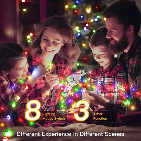 Ollny's 500 leds multcolor Christmas lights with 8 lighting modes and 3 timer functions