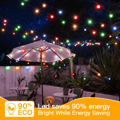 Ollny 50FT G40 Multicolor Patio String Lights (25 Bulbs, IP45 Waterproof, Connectable, 2 Spare Bulbs)