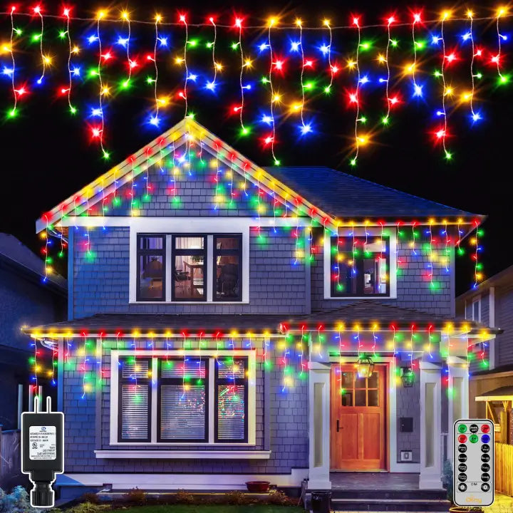 Ollny's 594 leds 49ft multicolor Christmas icicle lights