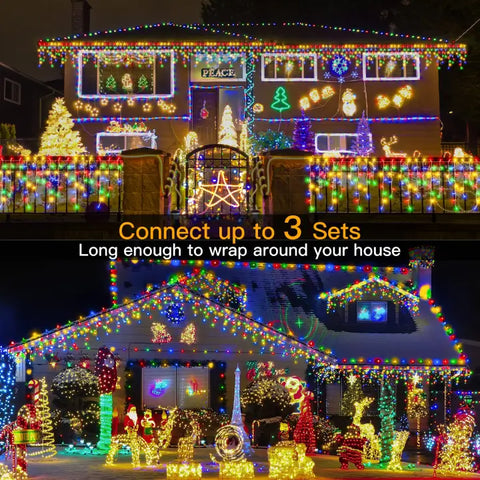 Ollny's 594 leds multicolor icicle lights can be connect up 3 sets