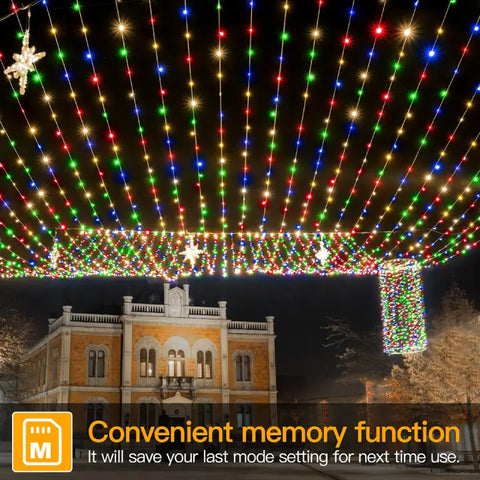 Ollny's 600 leds green wire multicolor Christmas lights with memory function