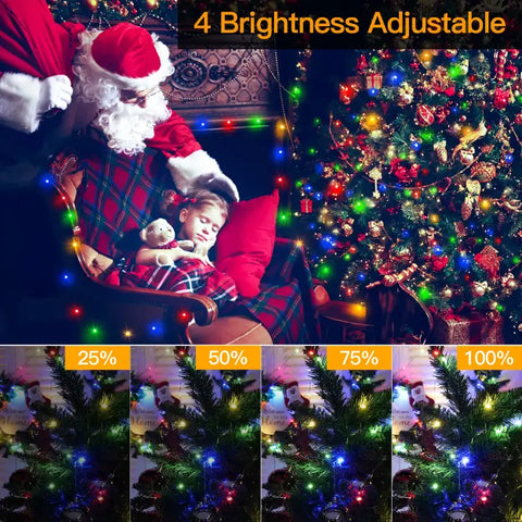 Ollny's 600 leds green wire multicolor Christmas lights with 4 brightness levels