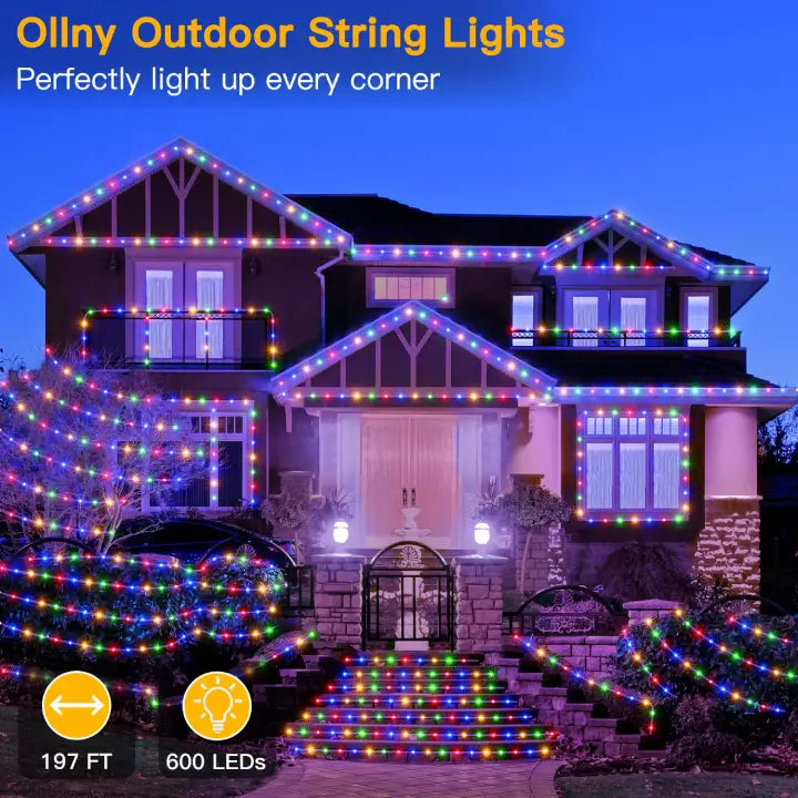 Length instructions for Ollny's 600 leds clear wire multicolor Christmas lights