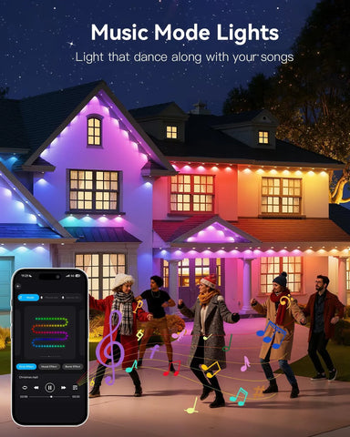 Music Mode Lights: permanent christmas lights outdoor that dance along with your songs