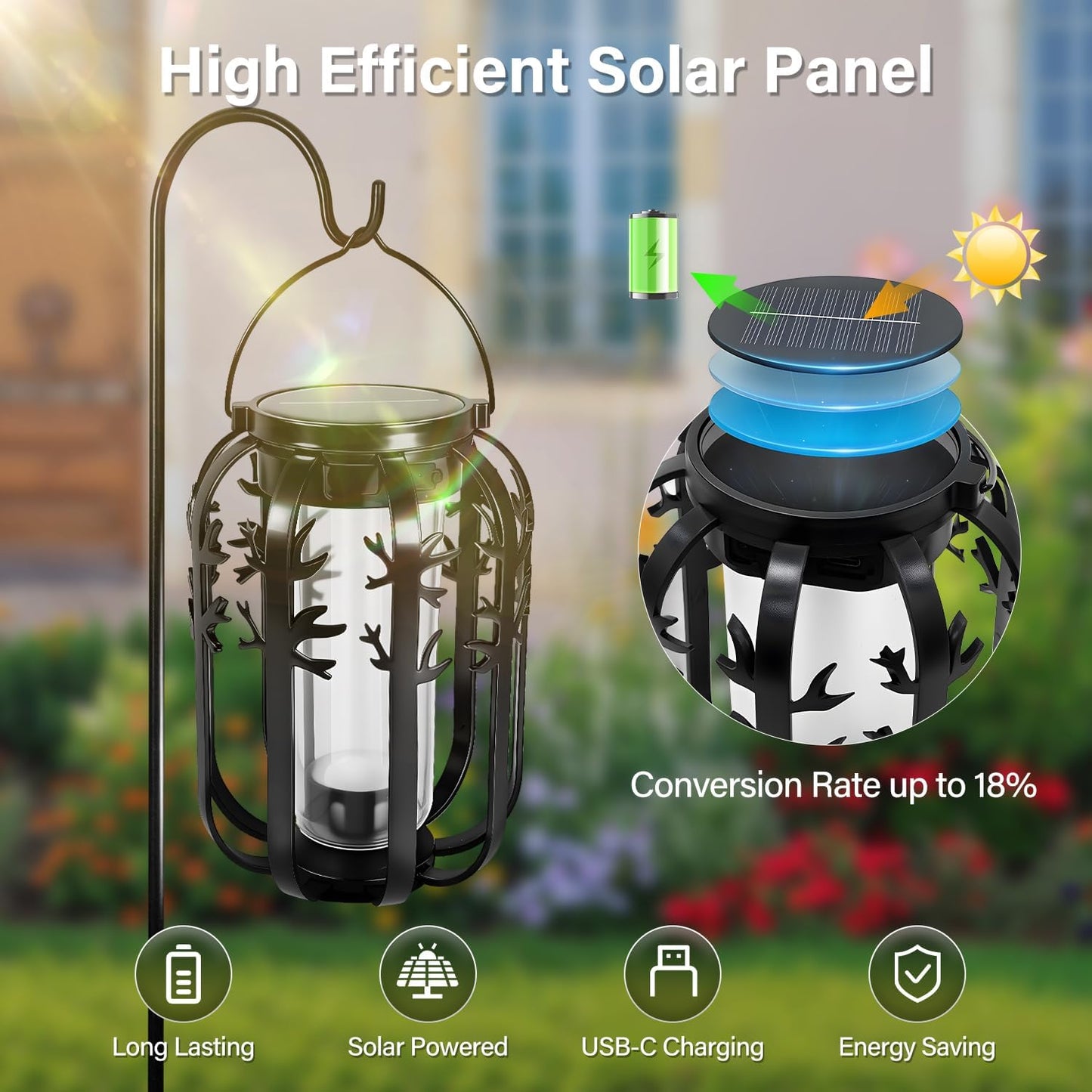 
                  
                    Ollny Upgraded Flickering Flame Solar Light for Outdoor, Yard, Patio, Lawn (Warm White, IP65 Waterproof, 4 Modes)
                  
                