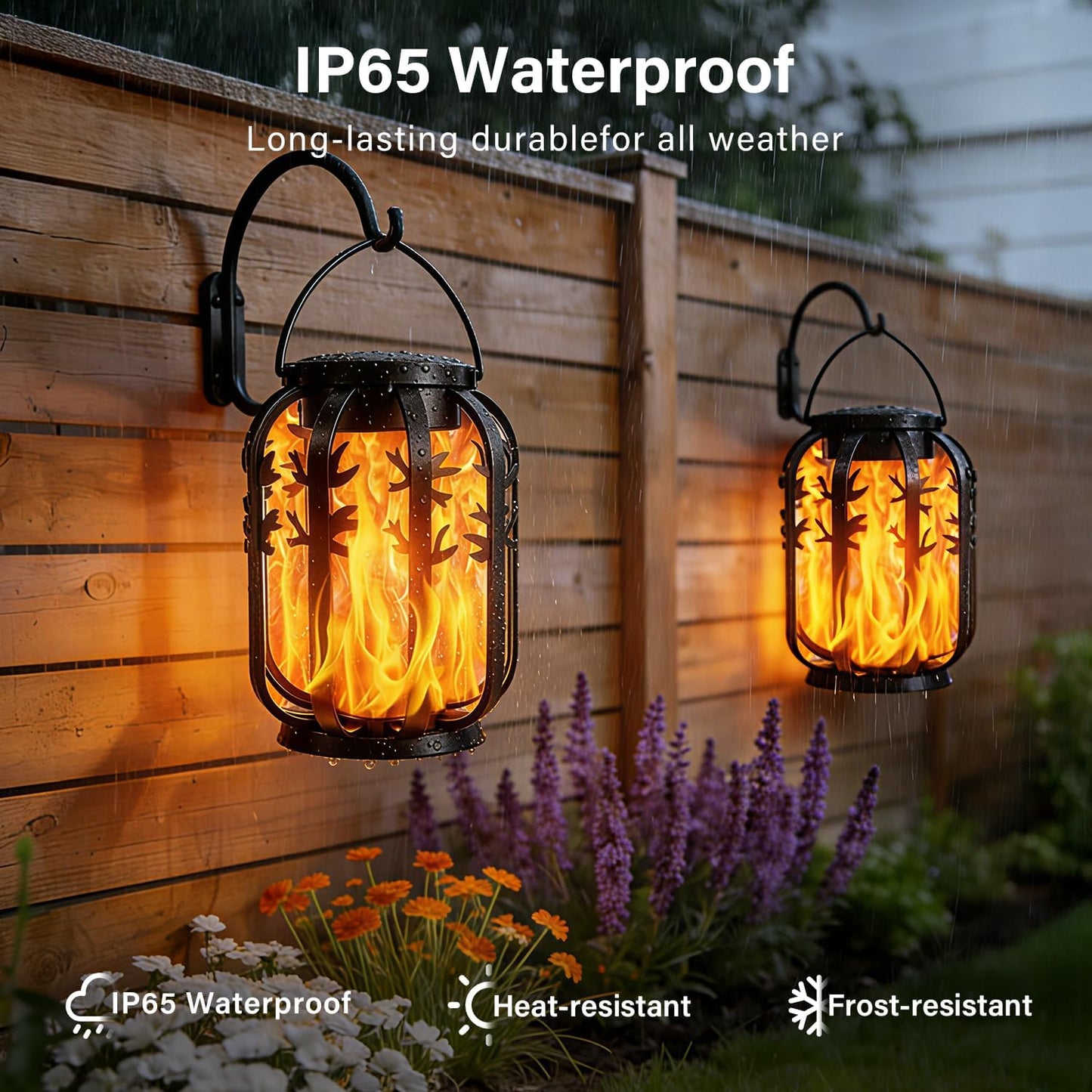 
                  
                    Ollny Upgraded Flickering Flame Solar Light for Outdoor, Yard, Patio, Lawn (Warm White, IP65 Waterproof, 4 Modes)
                  
                