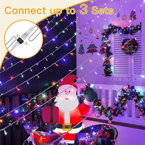 200 LED 60ft Multicolor Connectable String Lights (IP44 Waterproof, Plug in, 8 Modes)