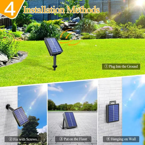 120 LED 40ft Warm White Solar String Lights (2 Packs, Solar Power, 8 Modes, IP67 Waterproof)