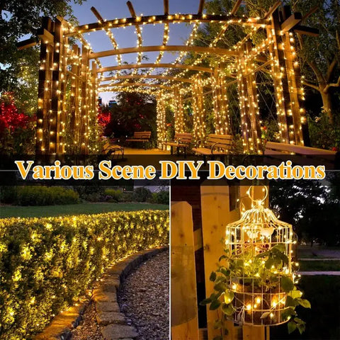 120 LED 40ft Warm White Solar String Lights (2 Packs, Solar Power, 8 Modes, IP67 Waterproof)