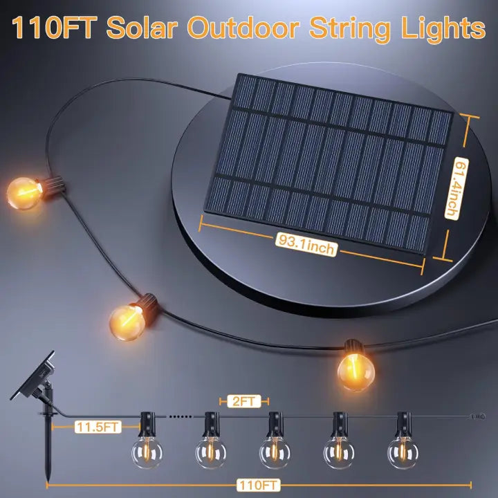 Ollny 110FT G40 Solar Outdoor String Lights length details