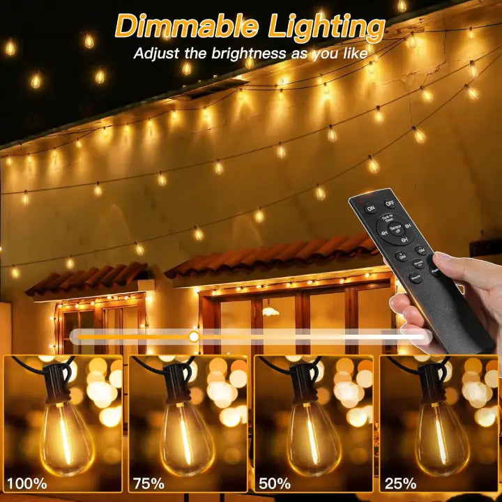 
                  
                    Ollny S11 are best patio string lights, feature Dimmable Lighting - Adjust the brightness as you like
                  
                