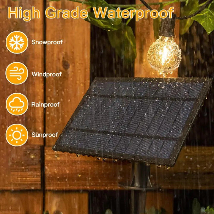 
                  
                    G40 solar string light is waterproof, perfect for outdoor use.
                  
                