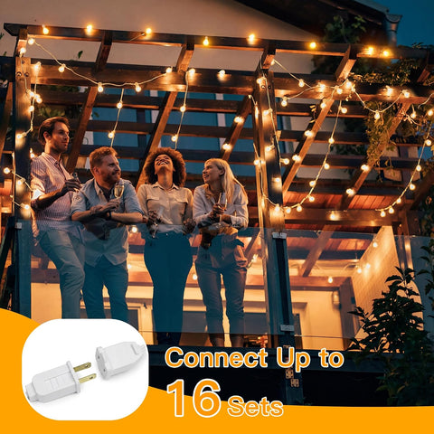 Ollny 50FT G40 Outdoor String Lights (Plug in, Connectable, 25 Bulbs, IP45 Waterproof, 2 Spare Bulbs)