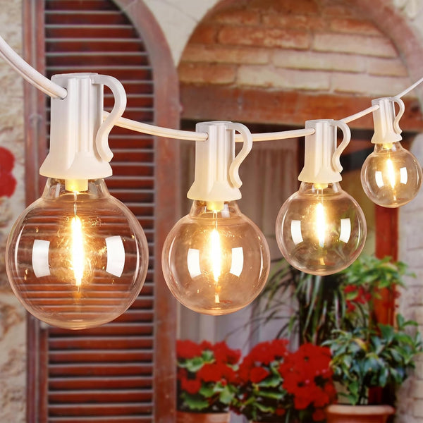 Ollny 50FT G40 Outdoor String Lights (Plug in, Connectable, 25 Bulbs, IP45 Waterproof, 2 Spare Bulbs)