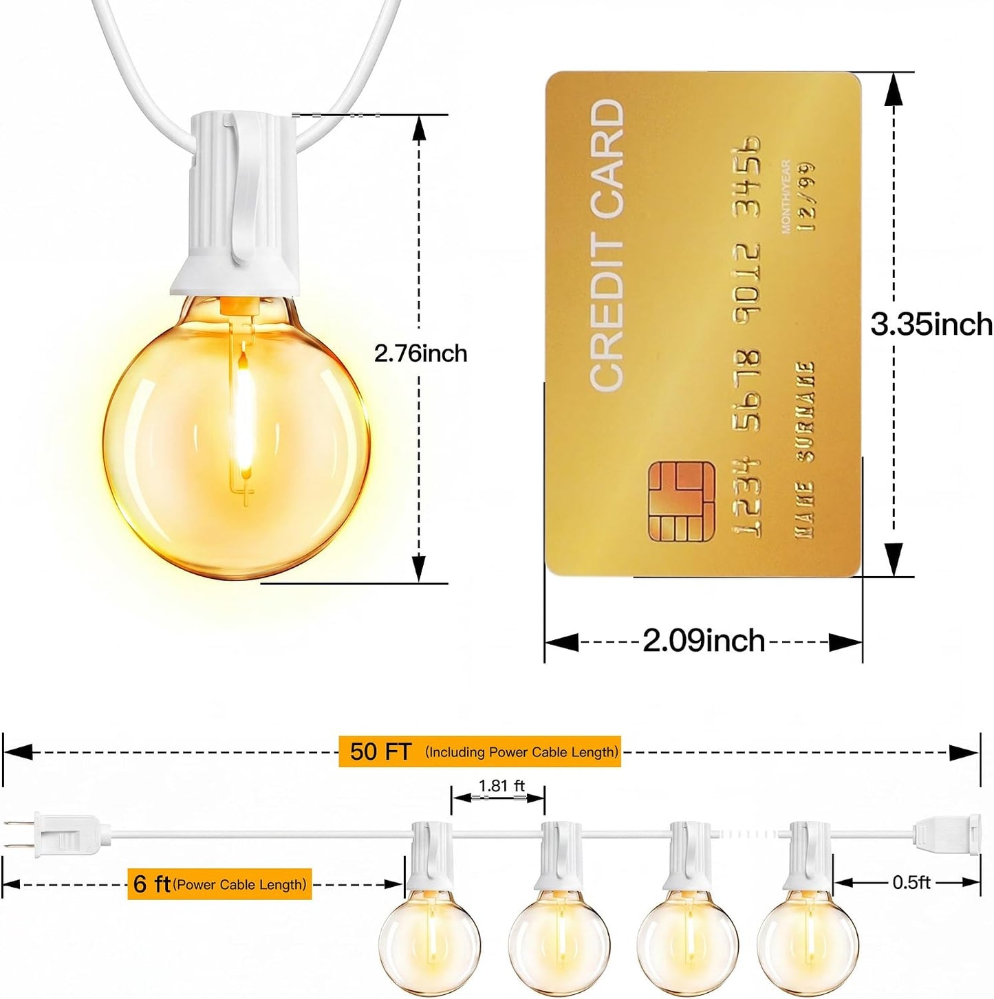 
                  
                    Ollny 50FT G40 Outdoor String Lights (Plug in, Connectable, 25 Bulbs, IP45 Waterproof, 2 Spare Bulbs)
                  
                