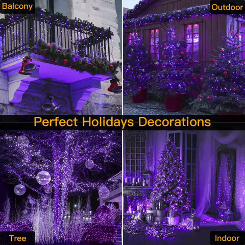 Ollny's 400 leds purple string lights for balconies, trees, outdoors and indoors