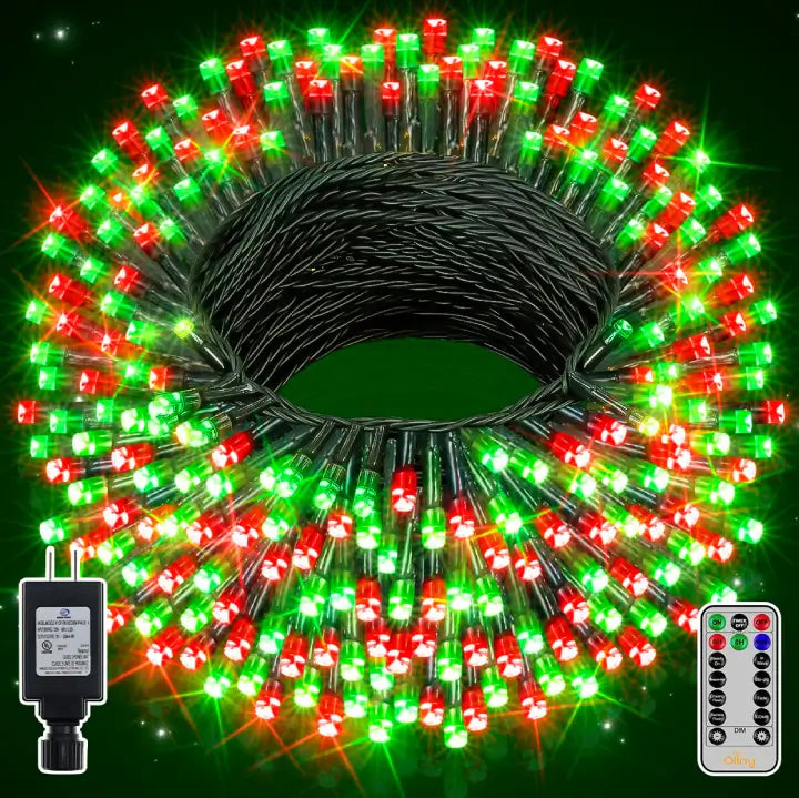 Ollny's 400 leds 132ft red and green Christmas lights green cable