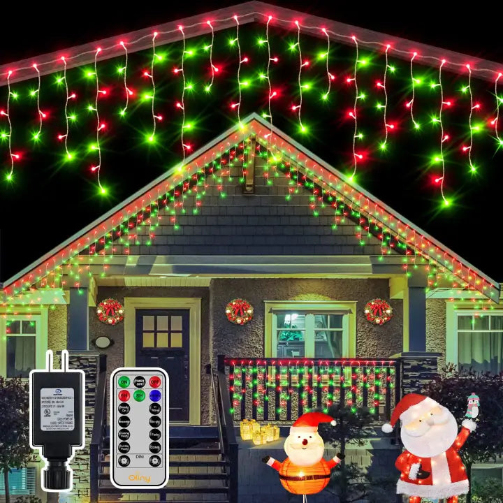 Ollny's 486 leds 40ft red and green Christmas icicle lights