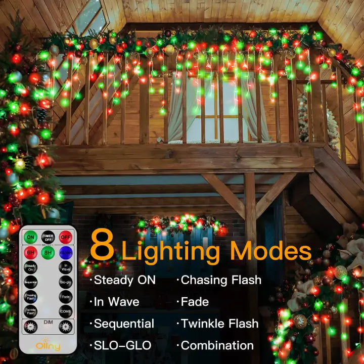 
                  
                    Ollny's 486 leds red and green icicle lights with 8 lighting modes
                  
                