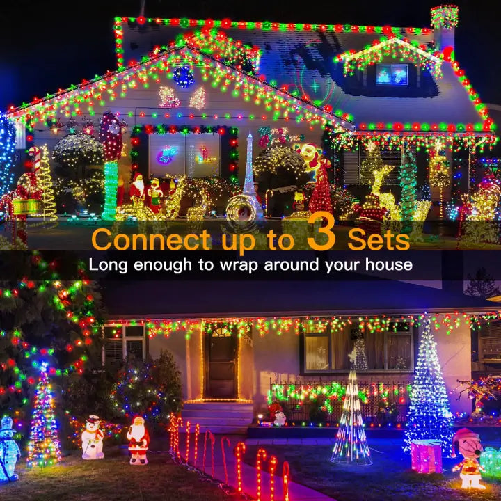 
                  
                    Ollny's 486 leds red and green icicle lights can be connect up 3 sets
                  
                