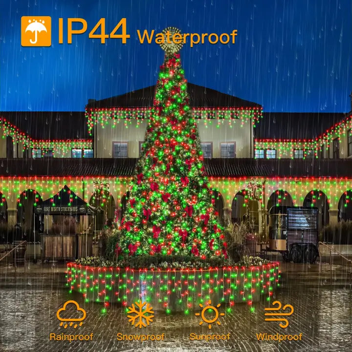 
                  
                    Ollny's 486 leds red and green icicle lights are IP44 waterproof
                  
                
