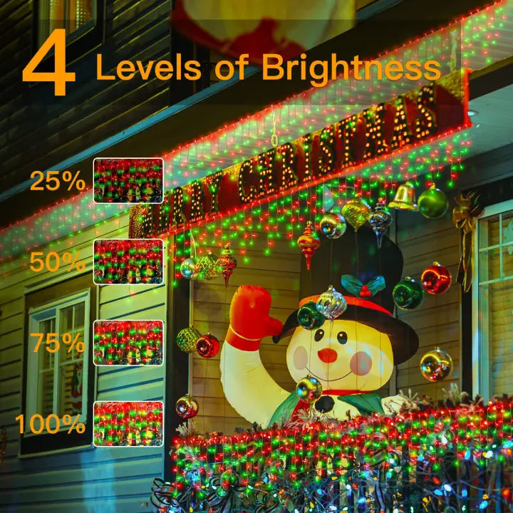 
                  
                    Ollny's 486 leds red and green icicle lights with 4 brightness levels
                  
                