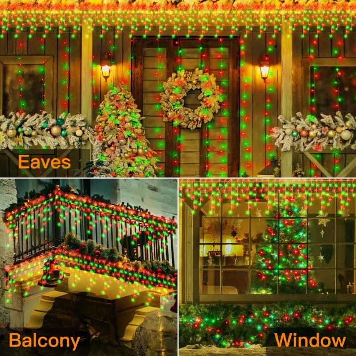 
                  
                    Ollny's 486 leds red and green icicle lights for eaves, balconies and windows
                  
                
