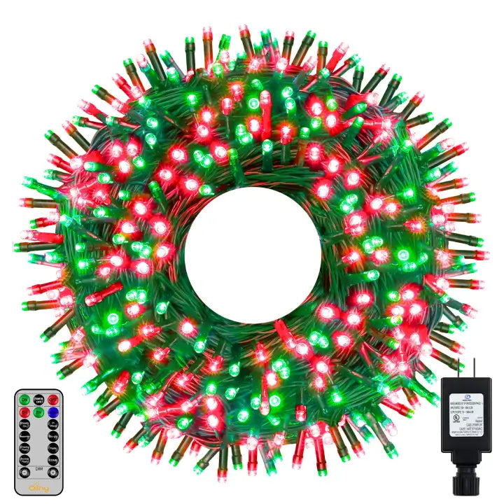 Ollny's 500 leds 164ft red and green Christmas lights green cable