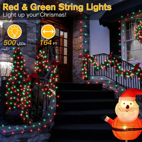 Length instructions for Ollny's 500 leds red and green Christmas lights