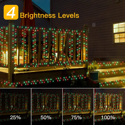 Ollny's 500 leds red and green Christmas lights with 4 brightness levels