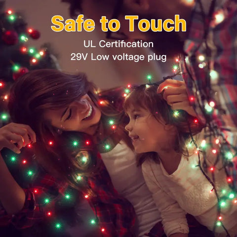 Ollny's 500 leds red and green Christmas lights are safe to touch
