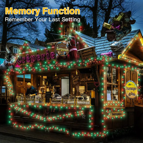 Ollny's 500 leds red and green Christmas lights with memory function