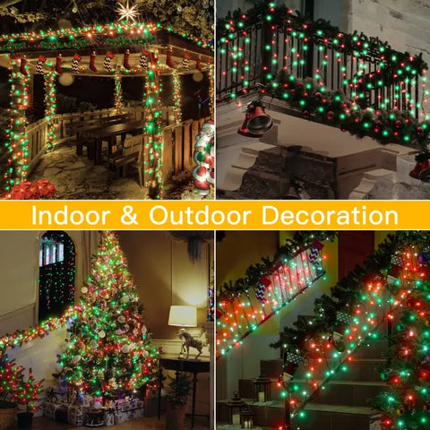 Ollny's 500 leds red and green Christmas lights for indoor and outdoor use