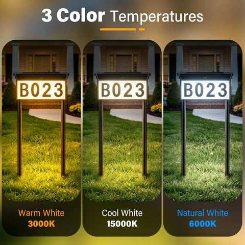Ollny Solar Address Sign For Entrance, Lawn, Property (3 Colors, IP44 Waterproof, Solar Powered)