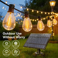 Ollny 100FT S11 Solar Patio Lights(35 Bulbs, IP45 Waterproof, Solar Powered, 2 Spare Bulbs)