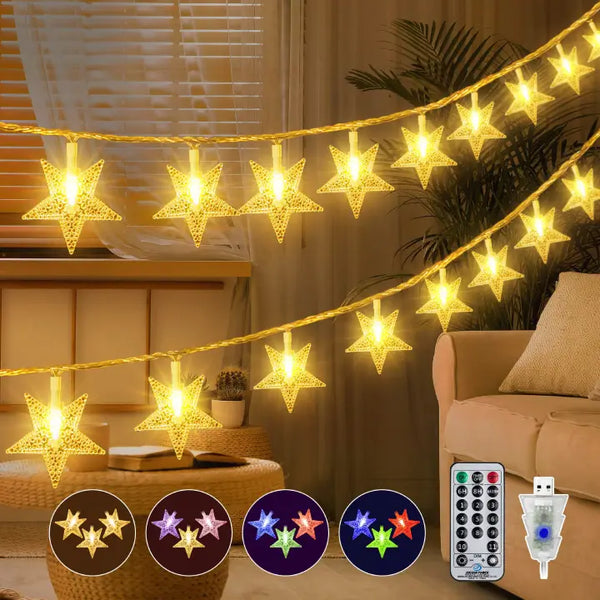 Ollny's 100 leds 49ft warm white/multicolor star string lights