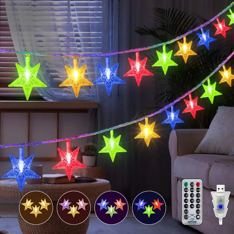 Ollny's 100 leds 49ft warm white/multicolor star string lights