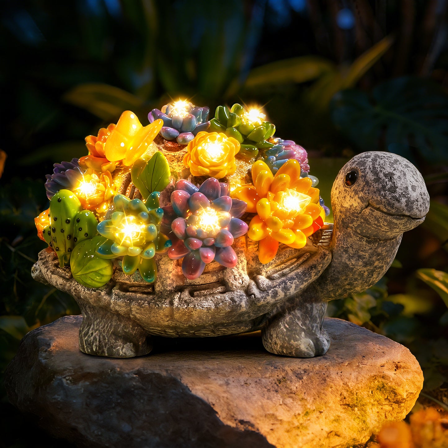 
                  
                    Ollny Solar Garden Turtle/Frog Statue Light with Succulent and 8 LED Lights, IP65 Waterproof Resin Tortoise Statues Light for Patio Yard Lawn Decor
                  
                