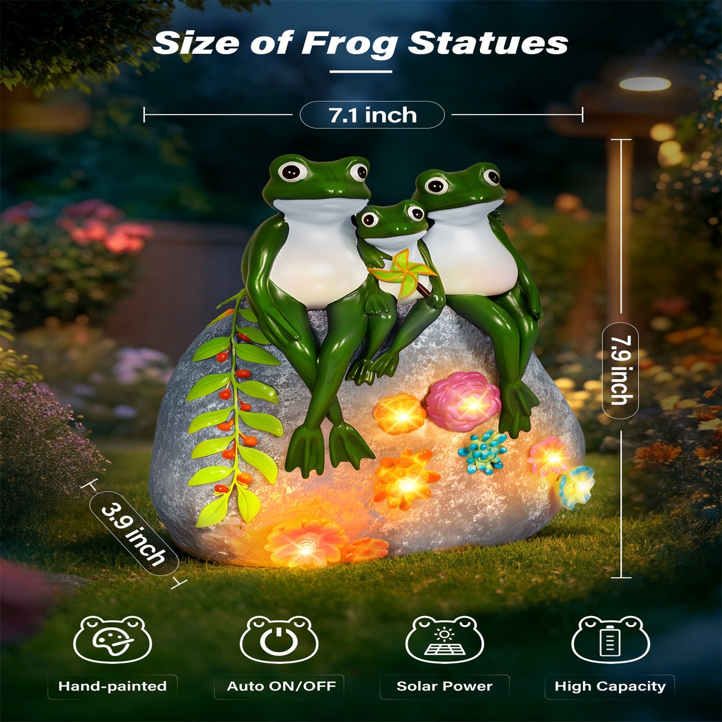 
                  
                    Ollny Solar Garden Turtle/Frog Statue Light with Succulent and 8 LED Lights, IP65 Waterproof Resin Tortoise Statues Light for Patio Yard Lawn Decor
                  
                