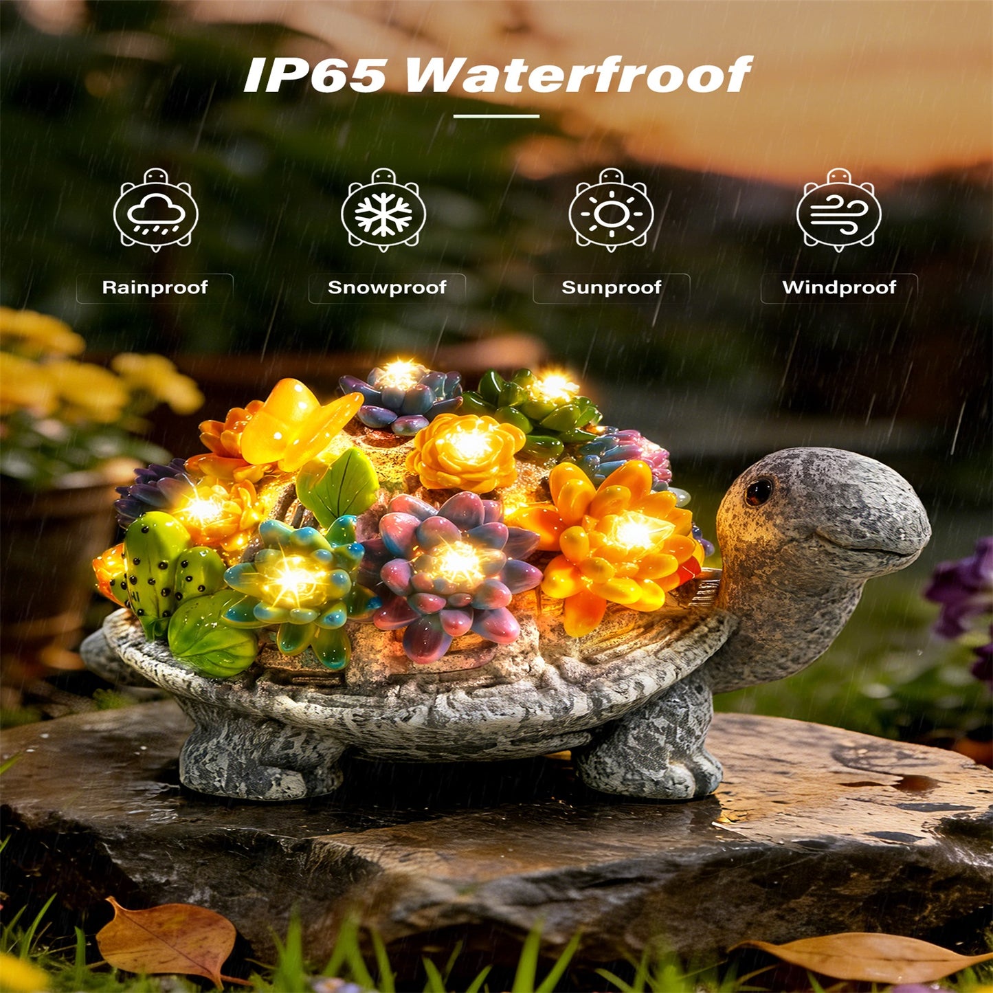 
                  
                    Ollny Solar Garden Turtle/Frog Statue Light with Succulent and 8 LED Lights, IP65 Waterproof Resin Tortoise Statues Light for Patio Yard Lawn Decor
                  
                
